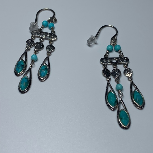 Silpada Vintage Sterling, Turquoise & Magnesite CHIC Chandelier Earrings - Picture 10 of 15